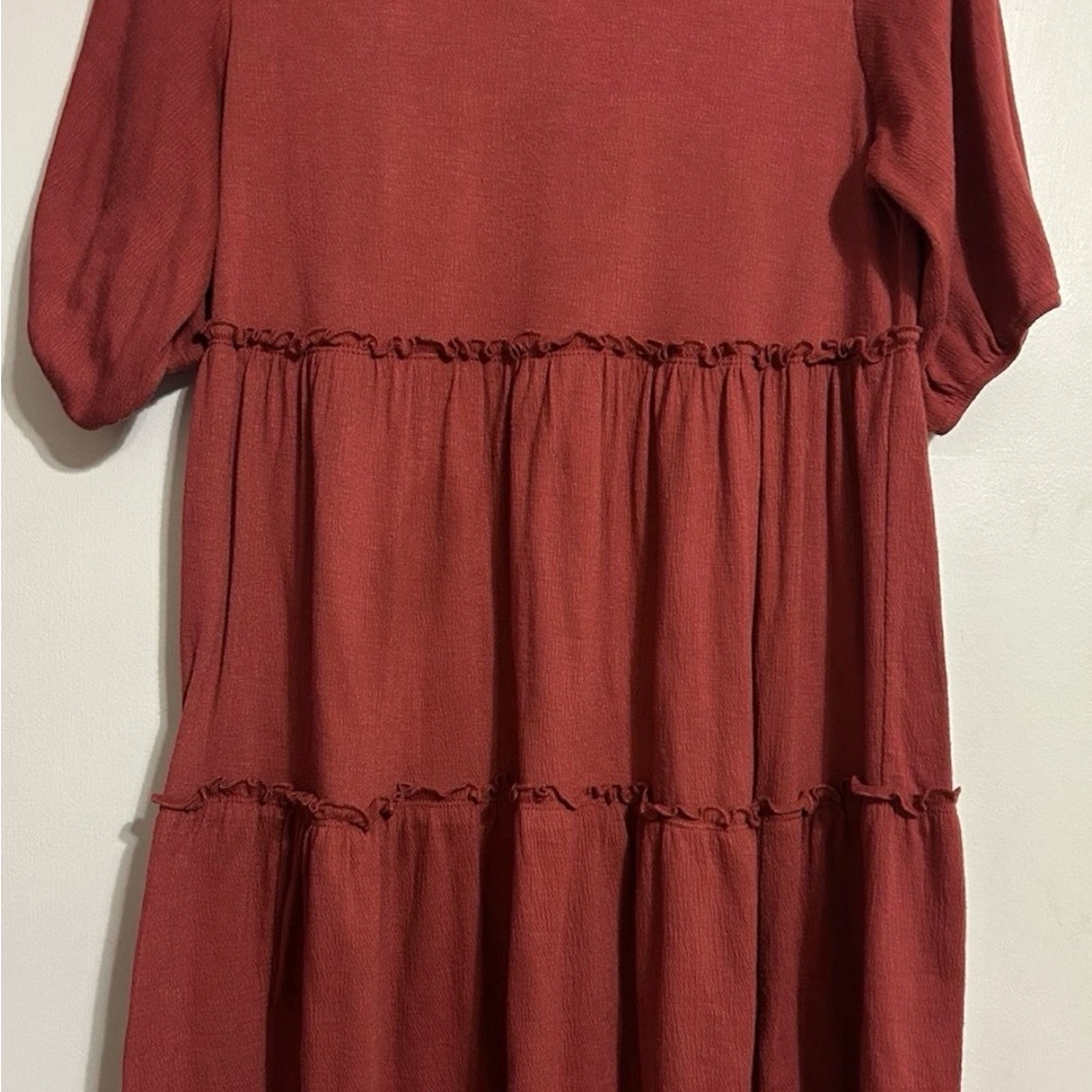 Knox Rose Women’s Small Red Tiered Babydoll Dress Gauzy Flowy Boho